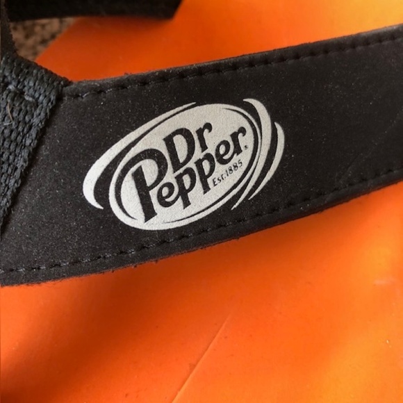 Neat Feet Orange & Black Flip Flops With Dr Pepper & What-A-Burger Logos Size L - Picture 2 of 10